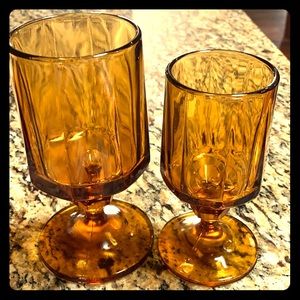 Amber Glass Stemware: 1-Water & 1 Wine Set (2pc)